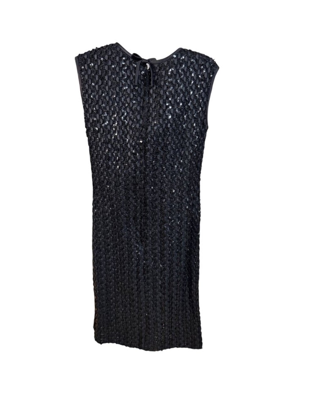 Vintage Carol Craig Black Sleeveless Sequin Textured Shift Dress Womens Size 12 - Picture 3 of 7